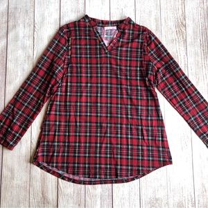 Joymom Nursing Shirt Size 2XL Red Green Plaid Christmas Tunic New!